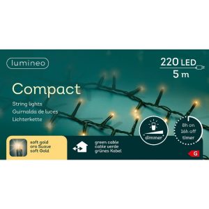 Lumineo LED Compact Lights voor Buiten 220 LEDs 500 cm Soft Gold Licht Groen