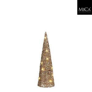Mica Decorations LED Kegel 15 LEDs 40x12 cm Champagne Glitter