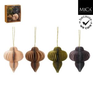 Mica Decorations Papieren Ui Druppel 10x8 cm 4 Stuks Aarde Tinten