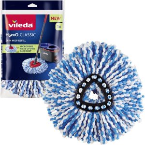 Vileda H2Pro Spin Vervanging Mop Blauw/Wit