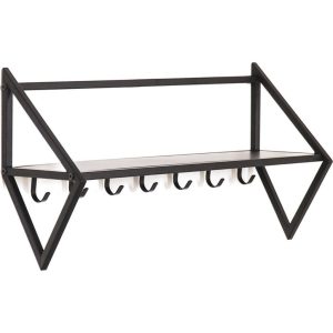 Housevitamin Wandkapstok met 7 Haken 71.5x21.7x36 cm Zwart/Metaal