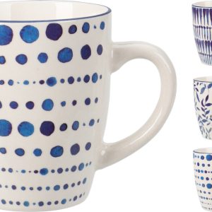 Beker New Bone Porselijn Wit/Blauw 10x8x9cm
