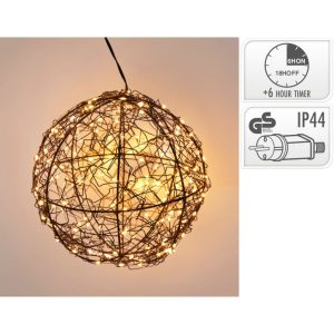 Metalen LED Bal 18 cm Zwart