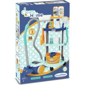 Ecoiffier Clean Home Schoonmaak Trolley en Stofzuiger