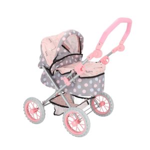 Poppenwagen 65x35.5x75 cm Grijs/Roze