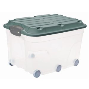 Rotho Roller Opbergbox met Deksel en Wielen 57L Mistletoe Groen/Transparant