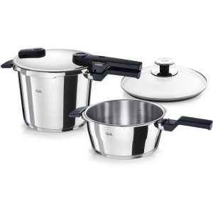 Fissler Vitaquick Hogedrukpannen met Glazen Deksel 3.5+6L RVS