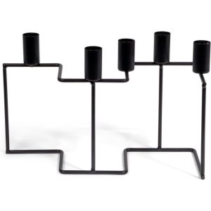 Senza Kandelaar Zig Zag 27.5x10.5x17 cm Zwart/Metaal