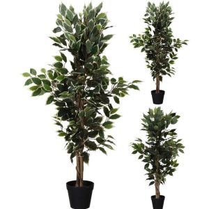 Kunstplant Ficus 115 cm Groen/Wit