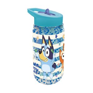 Bluey Waterfles met Glitter 330 ml Blauw/Transparant