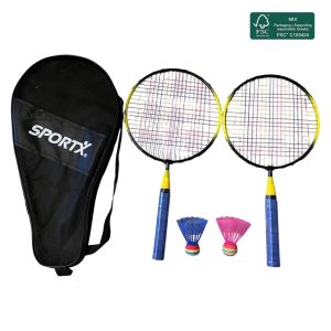 SportX Mini Badmintonset Blauw/Geel/Zwart