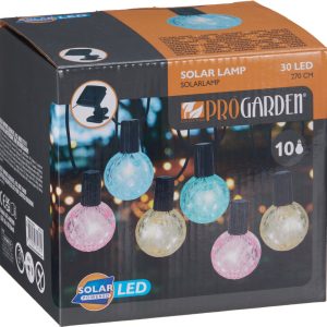 Pro Garden Gekleurde Solar Feestverlichting 10 Kristalachtige Lampen 2.7 Meter Lichtsnoer op Zonne-energie