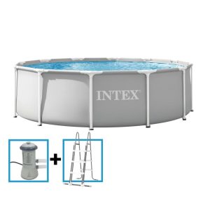 Intex 26716GS Prism Frame Pool 366x99 cm + Filterpomp en Ladder Grijs
