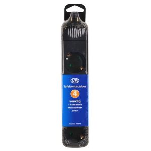 VB 41176 Tafelcontactdoos 4-Voudig + RA Zonder Snoer Zwart