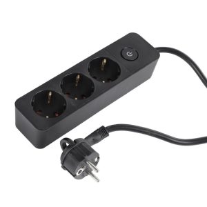 Q-Link Tafelcontactdoos 3-Voudig Randaarde Schakelaar Zwart