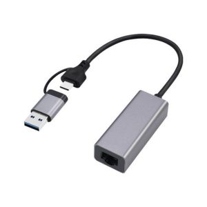 Cablexpert A-USB3AC-LAN-01 USB 3.1 + Type-C Gigabit Netwerkadapter Grijs/Zwart