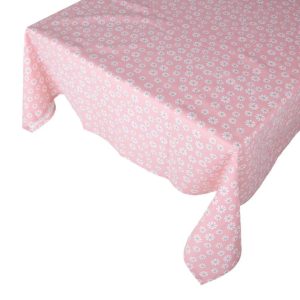 Linen&More Daisy Flowers Tafelkleed 140x250 cm Roze/Katoen