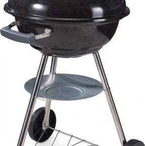 BBQ Grill Style Kogelbarbecue met Deksel en Wielen Houtskool BBQ 45cm Zwart