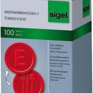 Waardemunten Sigel kunststof 100 stuks 25mm eten rood