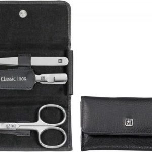 ZWILLING Classic Inox Manicure Etui 3-delig Rundleer Zwart