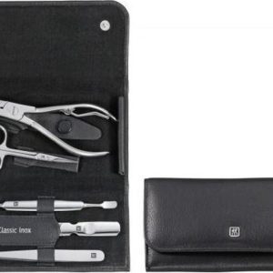Zwilling Classic Inox Manicure Etui Leer Zwart 5-delig
