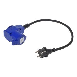 ProPlus Verloopkabel 40 cm Schuko Stekker-Haakse CEE Contrastekker + Schuko Stopcontact Zwart/Blauw
